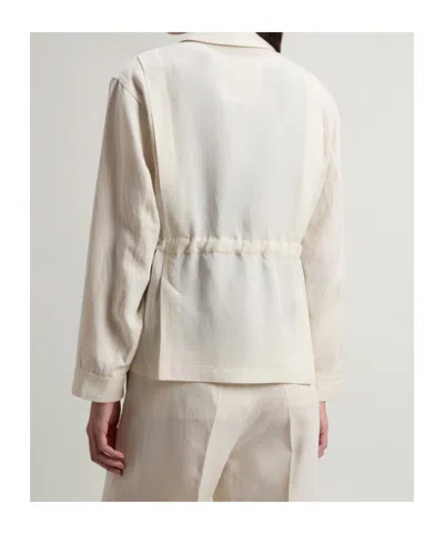 Woolrich Drawstring Zip Overshirt In Neutral