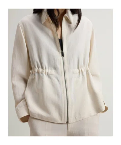 Woolrich Drawstring Zip Overshirt In Neutral