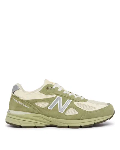 New Balance White And Green Made In Usa 990v4 Sneakers In Multi