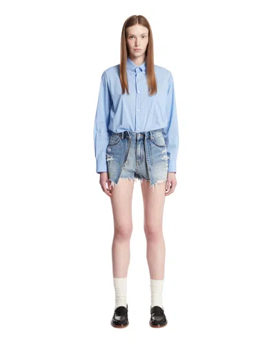 Alexander Wang Alexanderwang Mixed Media Romper Skort In Blue