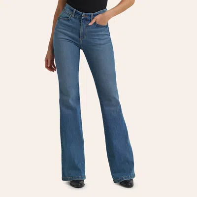 Wrangler Women's  Bespoke High Rise Flare Jean In Lara In Blue