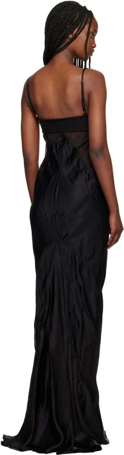 Rick Owens Panelled Satin Midi Slip Dress In Black