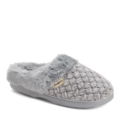 Dearfoams Womens Claire Cable Knit Chenille Clog House Slipper In Gray