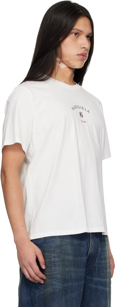 Mm6 Maison Margiela Logo Cotton Crew Neck Short Sleeve T-shirt In White