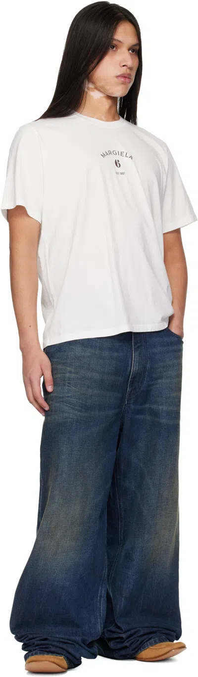 Mm6 Maison Margiela Logo Cotton Crew Neck Short Sleeve T-shirt In White