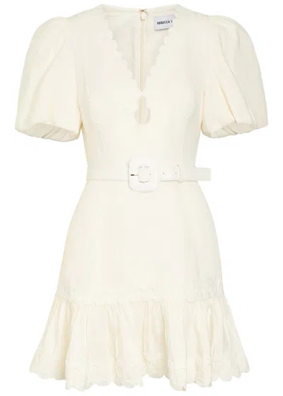 Rebecca Vallance Kahlia Appliquéd Linen-blend Mini Dress In White