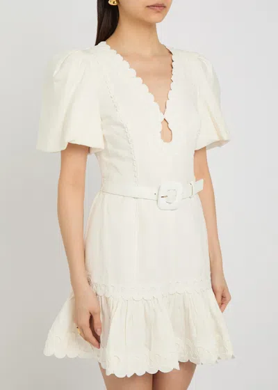 Rebecca Vallance Kahlia Appliquéd Linen-blend Mini Dress In White