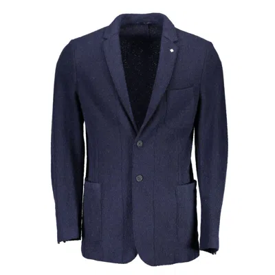 Gant Single-breasted Wool Blazer In Blue