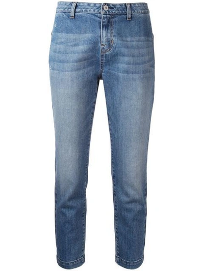 Shop Nili Lotan Cropped Low-waist Jeans In Blue