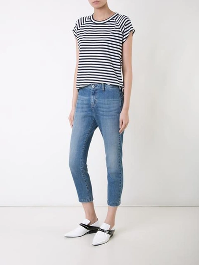 Shop Nili Lotan Cropped Low-waist Jeans In Blue