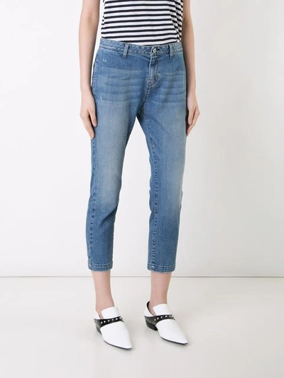 Shop Nili Lotan Cropped Low-waist Jeans In Blue