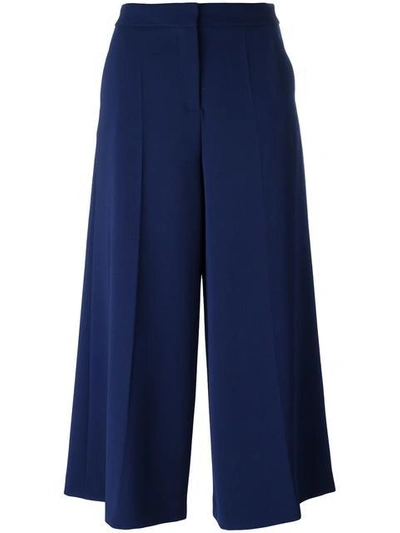 Shop Boutique Moschino Wide-legged Cropped Trousers In Blue