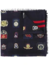 ALEXANDER MCQUEEN badge print scarf,4538004881Q11818201