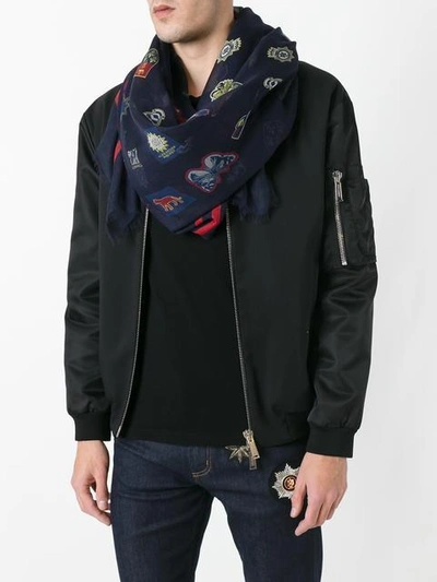 Shop Alexander Mcqueen - Badge Print Scarf