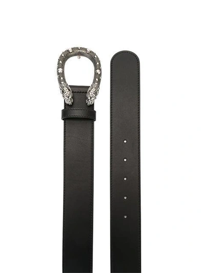Shop Gucci Snake Buckle Belt In Black