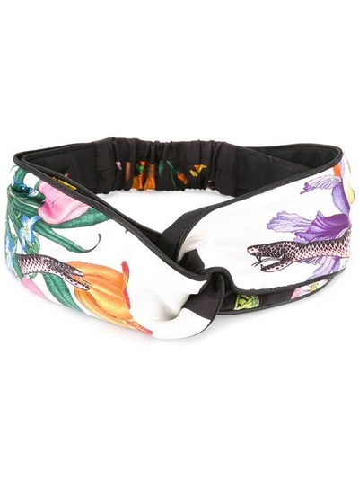 Gucci Flora Snake Print Headband In Multicolor | ModeSens