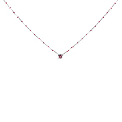 Haus Of Brilliance Sterling Silver Rhodolite Enamel Bead Chain Necklace 18 Inch In White
