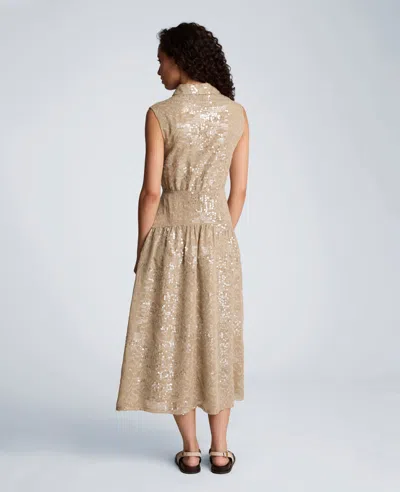 Kenneth Cole Sequin Sleeveless Midi Shirtdress In Multi