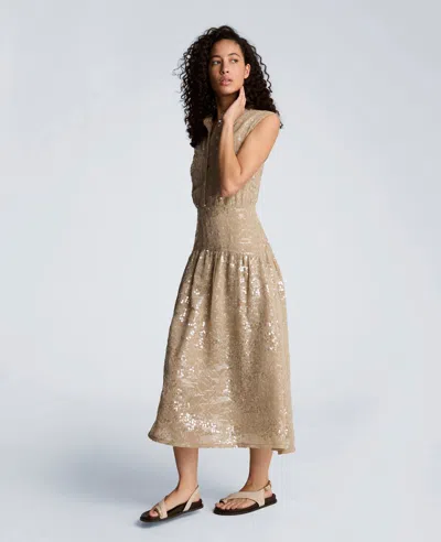 Kenneth Cole Sequin Sleeveless Midi Shirtdress In Multi