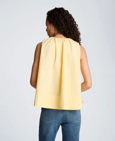 Kenneth Cole Paperbag Neck Sleeveless Tent Button Front Shirt In Yellow