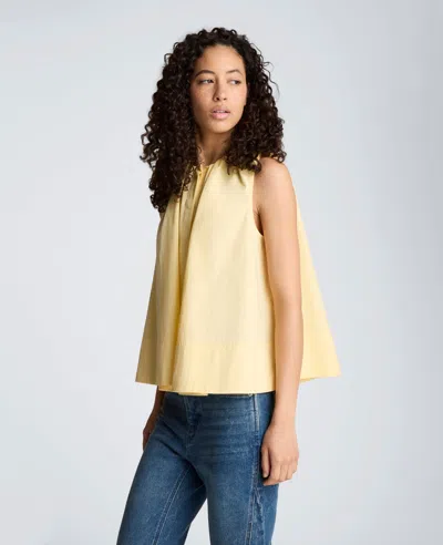 Kenneth Cole Paperbag Neck Sleeveless Tent Button Front Shirt In Yellow