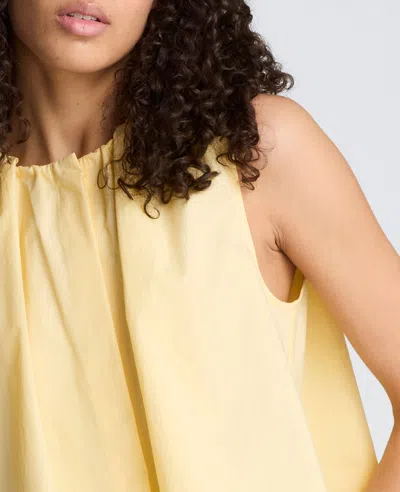 Kenneth Cole Paperbag Neck Sleeveless Tent Button Front Shirt In Yellow