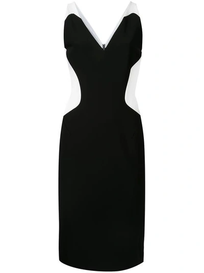 Mugler Colorblock Sleeveless V-neck Dress, Black/white