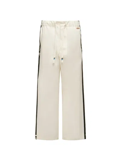 Marni Contrast Stripe Cotton Wide Leg Track Pants In Neutral
