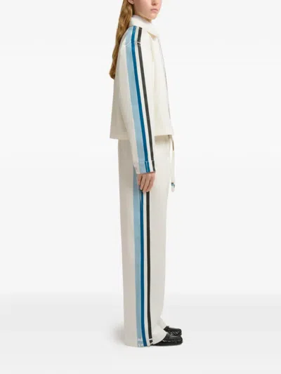 Marni Contrast Stripe Cotton Wide Leg Track Pants In Neutral