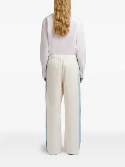 Marni Contrast Stripe Cotton Wide Leg Track Pants In Neutral