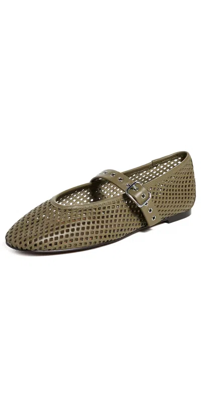 Madewell The Remy Mary Jane Flats In Perforated Leather Worn Olive In Green