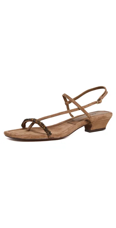 Madewell Tonio Beaded Strappy Sandals Aged Cognac In Brown