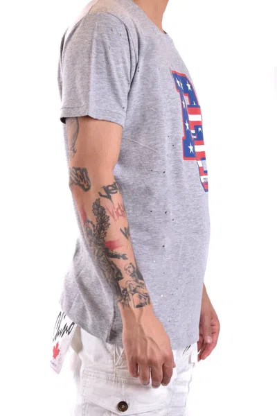 Dsquared2 Logo-print Distressed T-shirt In Gray