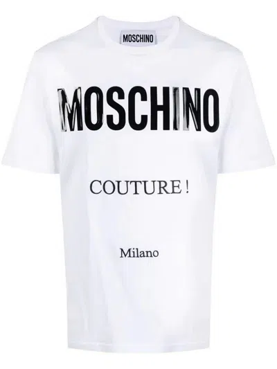 Moschino Couture Man T-shirt White Size L Organic Cotton In White