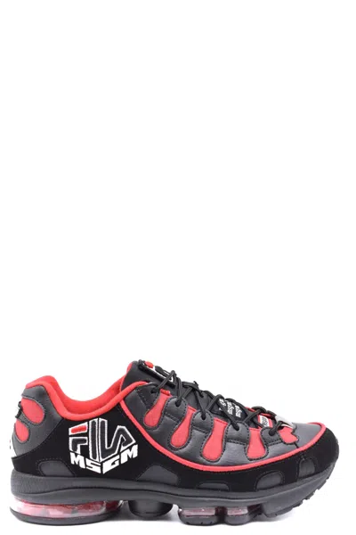 Msgm Silva Black Leather And Tech Fabric Sneakers In Black