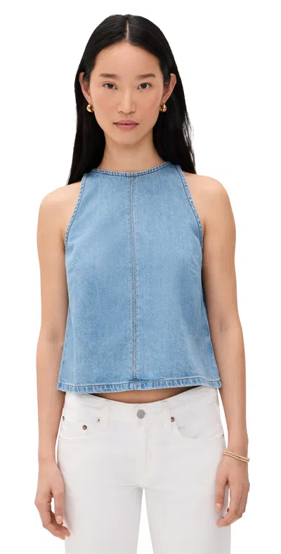 Madewell Airy Denim Halter Shell Top Clean Soft Sky In Blue