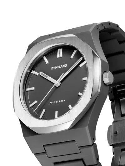 D1 Milano Black Polycarbon Moonglade Polycarbonate Quartz Watch In Silver