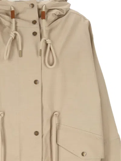 Moncler Coat With Hood In Blended Cotton