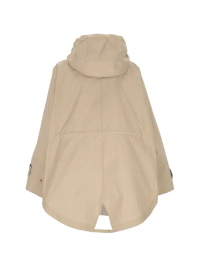 Moncler Coat With Hood In Blended Cotton