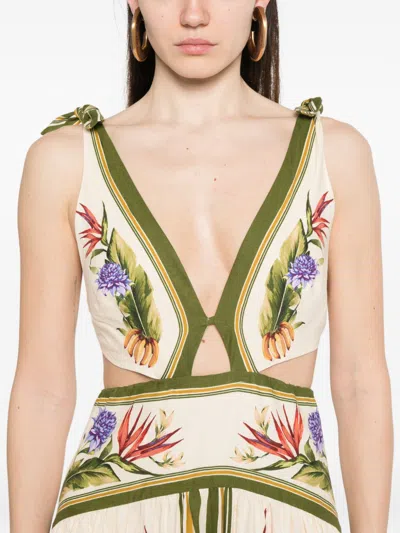 Farm Rio Sand Tropical Scarf Lenzing Ecovero Euroflax Maxi Dress In Multi