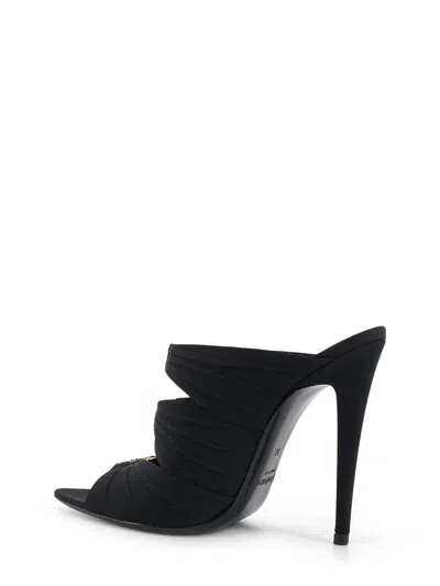 Saint Laurent Emilie 110 Crystal Embellished Satin Mules In Black