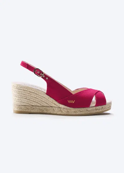 Viscata Llansa Canvas Espadrille Sandal Wedges In Cherry
