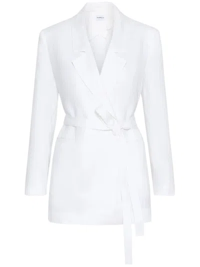Marella Black Mllmodico Structured Belted Linen Jacket In White