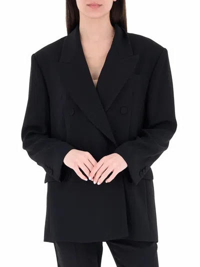Marella Black Mltfervore Structured Double-breasted Blazer In Black