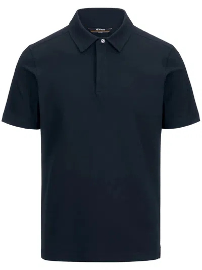 K-way Dark Blue Solid Shirt Collar Polo In Blue