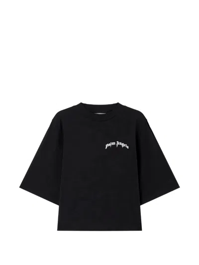 Palm Angels Mini Curved Logo Boxy T-shirt In Black