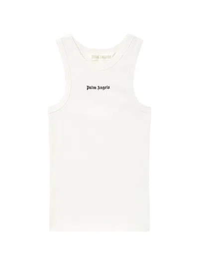 Palm Angels Classic Logo Fitted Tank Top In White