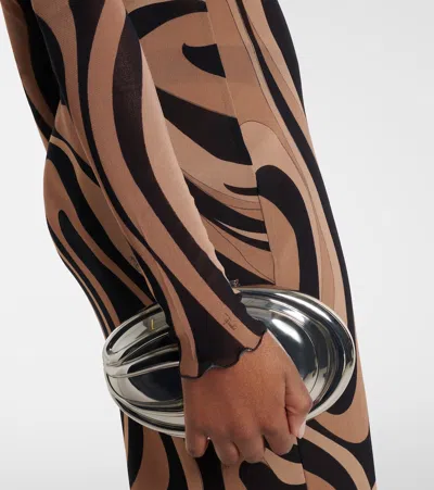 Pucci Geometric Printed Long-sleeved Dress In Animal Print
