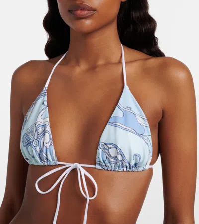 Pucci Orchidee Bikini Top In Blue