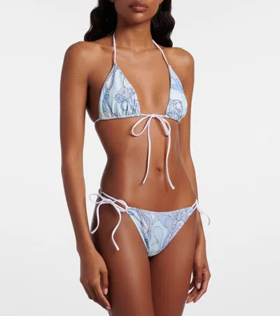 Pucci Orchidee Bikini Top In Blue